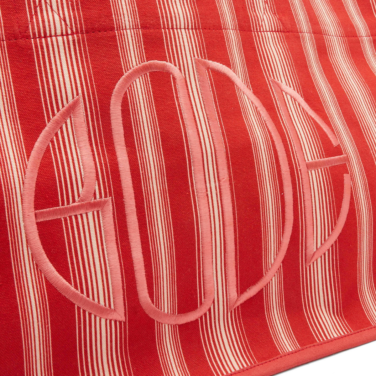 Bode Women's Parasol Stripe Tote in Rdwht 