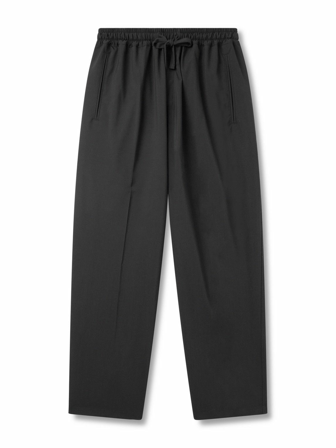 UMIT BENAN - Julian Straight-Leg Virgin Wool Drawstring Trousers - Black