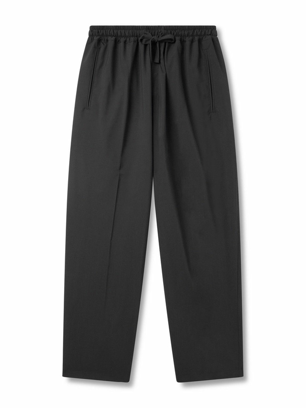 Photo: UMIT BENAN - Julian Straight-Leg Virgin Wool Drawstring Trousers - Black
