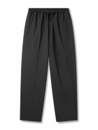 UMIT BENAN - Julian Straight-Leg Virgin Wool Drawstring Trousers - Black