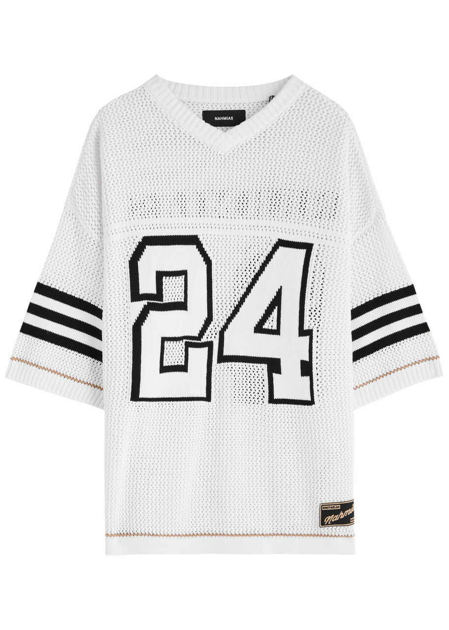 Nahmias Football Open-knit Cotton T-shirt White