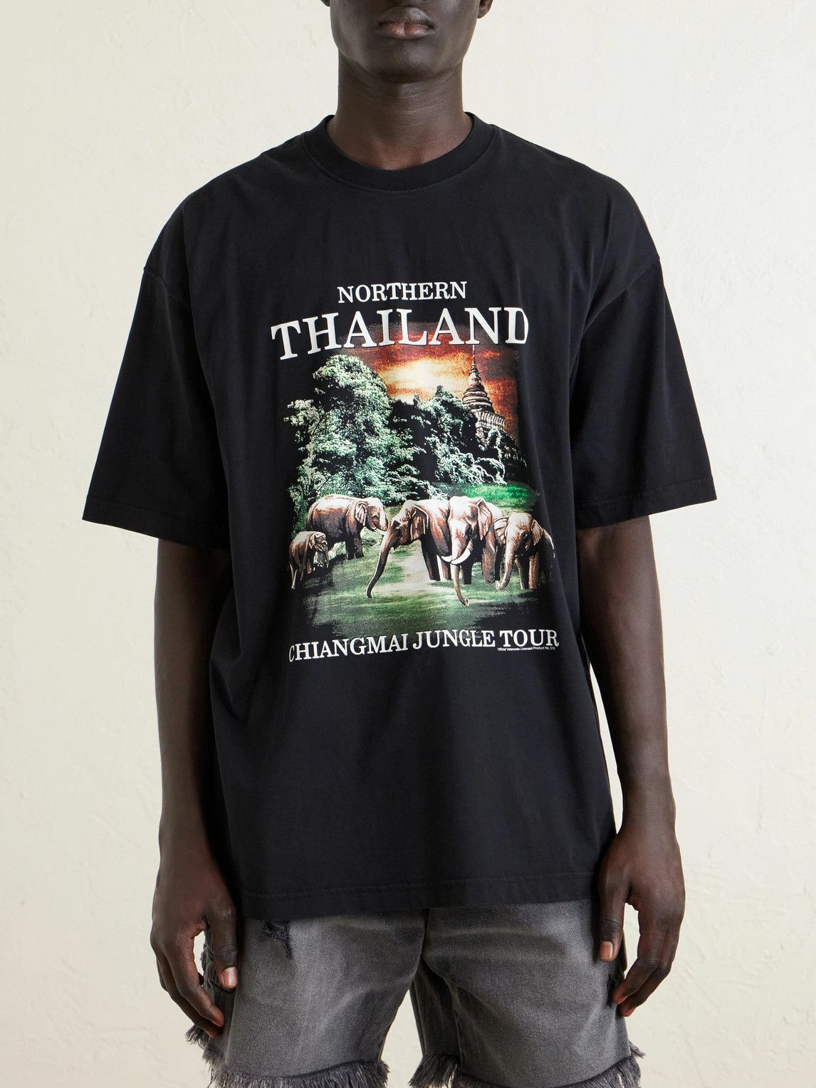 VETEMENTS - Thailand Tourist Oversized Cotton-Jersey T-Shirt - Black