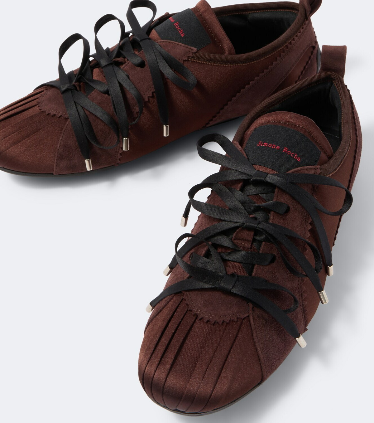 Simone Rocha Ballerina Grip suede-trimmed satin sneakers