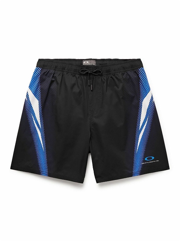 Photo: Saturdays NYC - Oakley Timothy Straight-Leg Mid-Length Printed Swim Shorts - Black