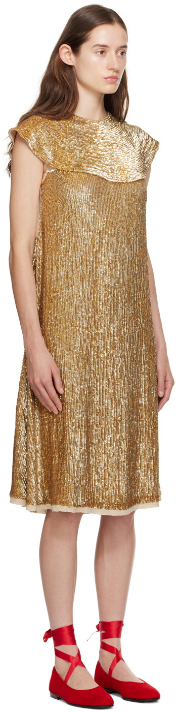 Bode Gold Bellvue Midi Dress