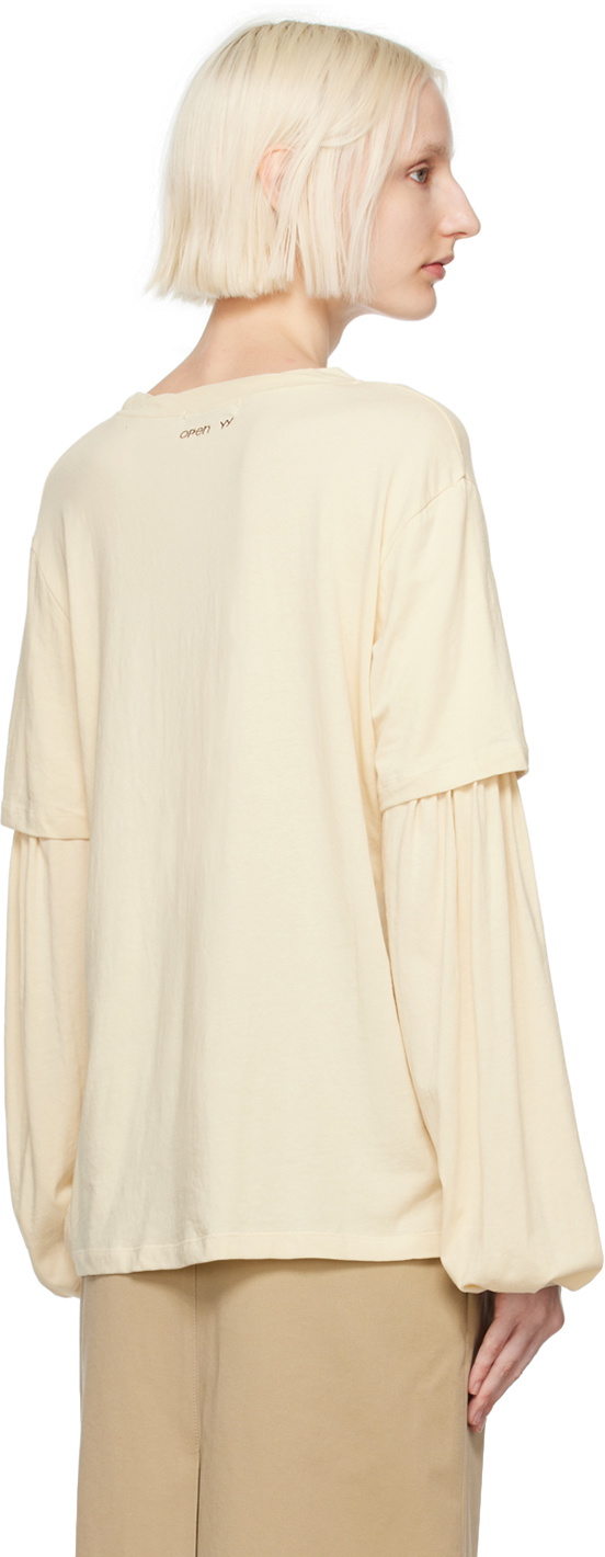 OPEN YY Off-White Layered Cat Long Sleeve T-shirt OPEN YY
