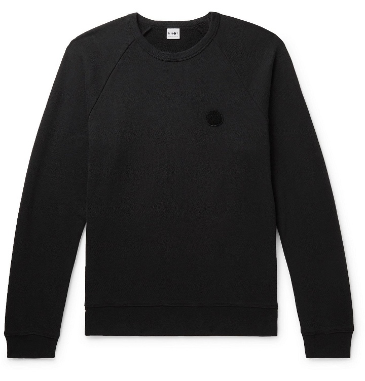 Photo: NN07 - Robin Logo-Appliquéd Cotton-Jersey Sweatshirt - Black