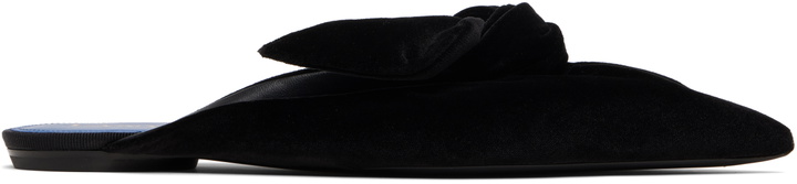 Photo: Lanvin Black Midnight Step Velvet Bow Mule Flats