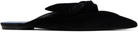 Lanvin Black Midnight Step Velvet Bow Mule Flats