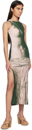 lesugiatelier Khaki Graphic Maxi Dress