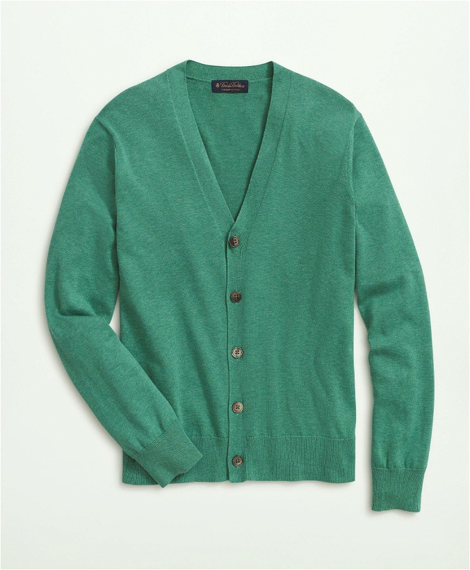 Photo: Brooks Brothers Men's Supima Cotton Button-Front Cardigan | Green Heather