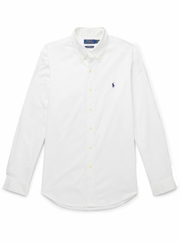 Photo: Polo Ralph Lauren - Button-Down Collar Logo-Embroidered Cotton-Twill Shirt - White