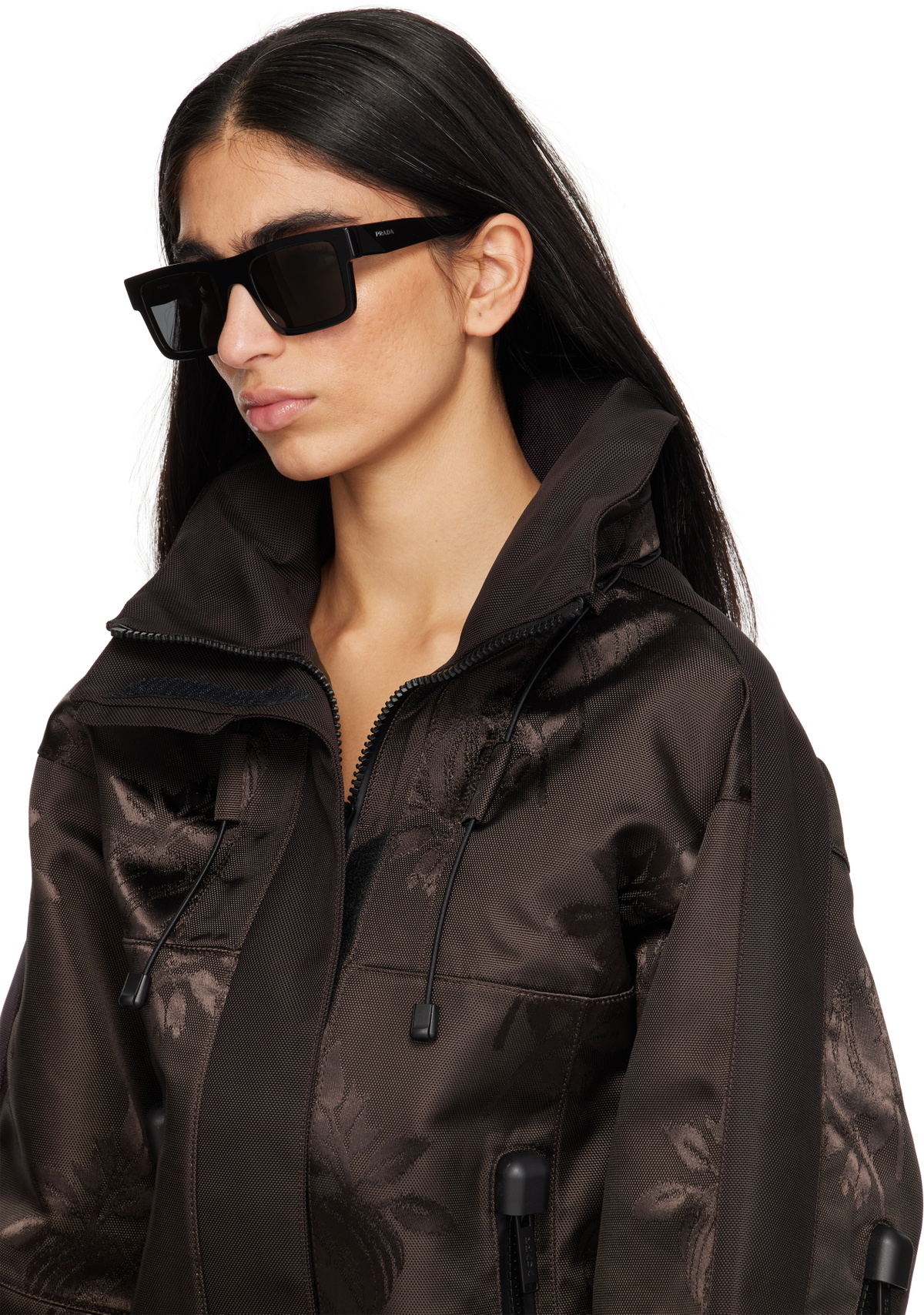Prada Eyewear Black Square Shield Acetate Sunglasses Prada display picture 1