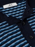 Mr P. - Striped Wool Polo Shirt - Blue