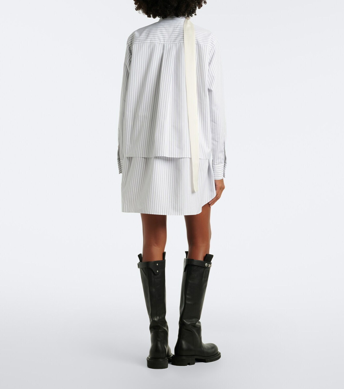 Sacai Layered striped cotton-blend poplin shirt