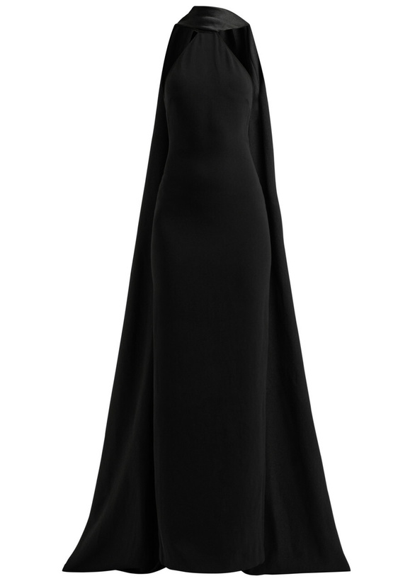 Photo: Solace London Ophelia Draped Halterneck Maxi Dress Black