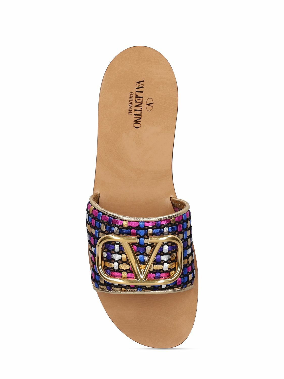 VALENTINO GARAVANI - 5mm Vlogo Cotton Flat Sandals Valentino