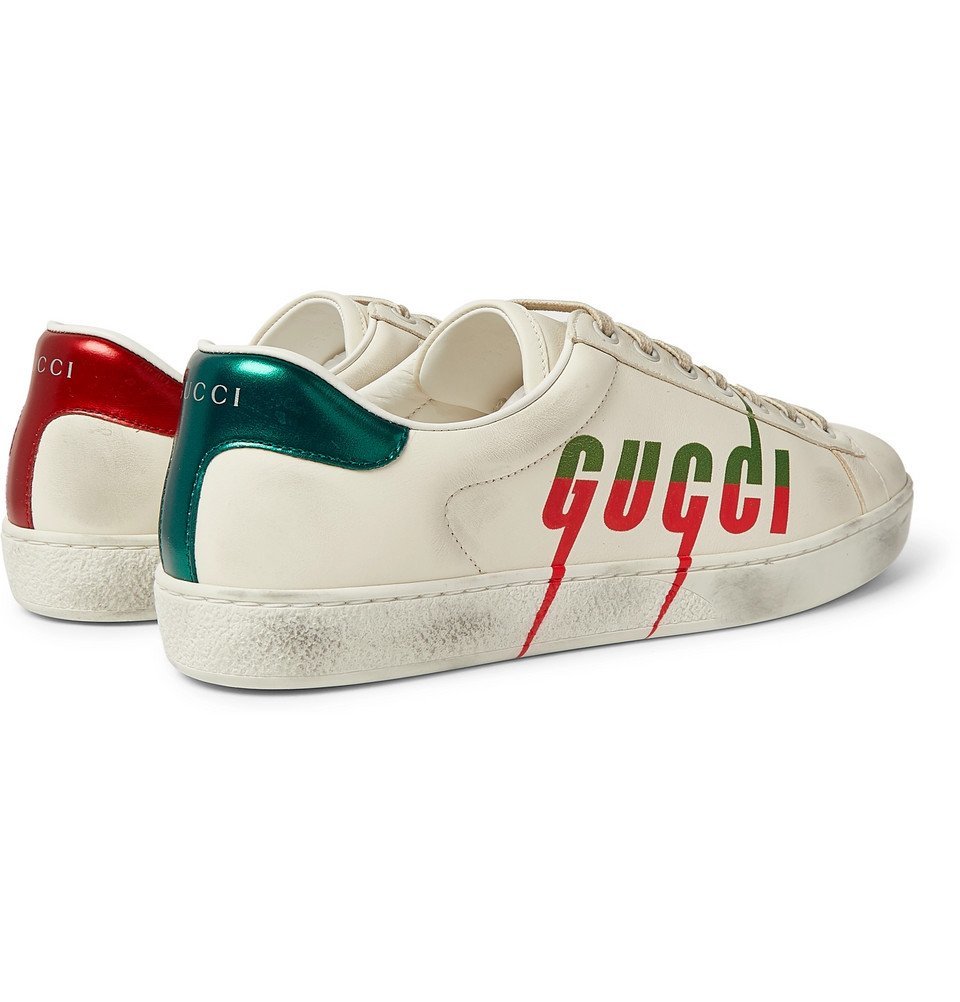 Gucci Ace Blade Distressed Sneaker White Leather