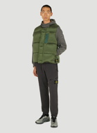 Compass Patch Down Sleeveless Jacket in Green