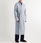 Anderson & Sheppard - Piped Puppytooth Cotton Robe - Blue