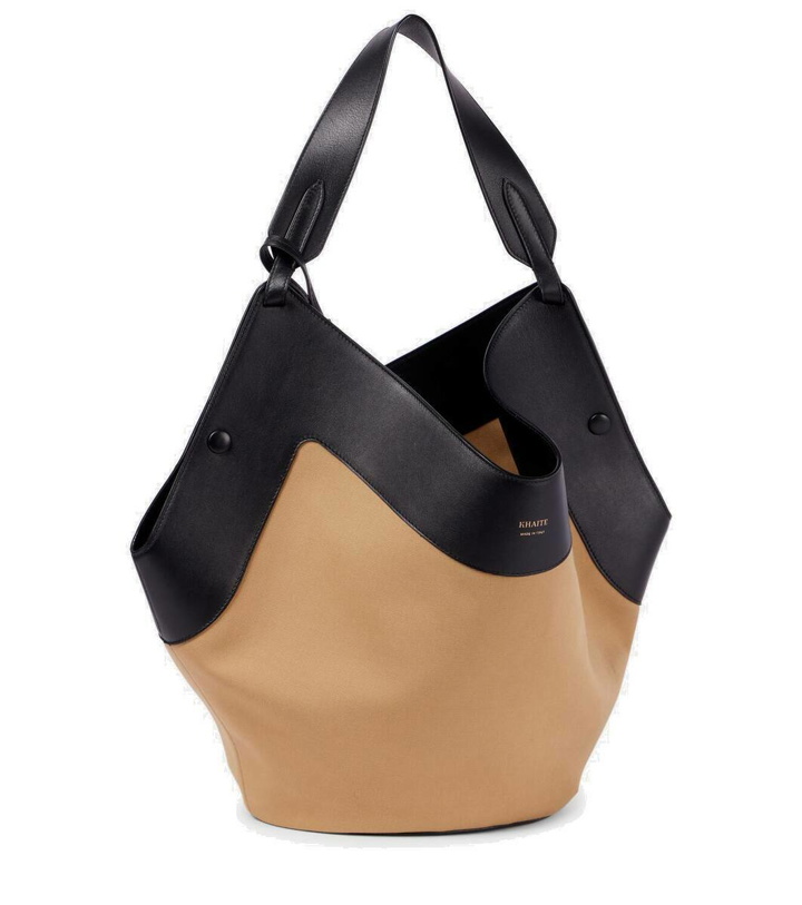 Photo: Khaite Lotus Medium canvas and leather tote bag