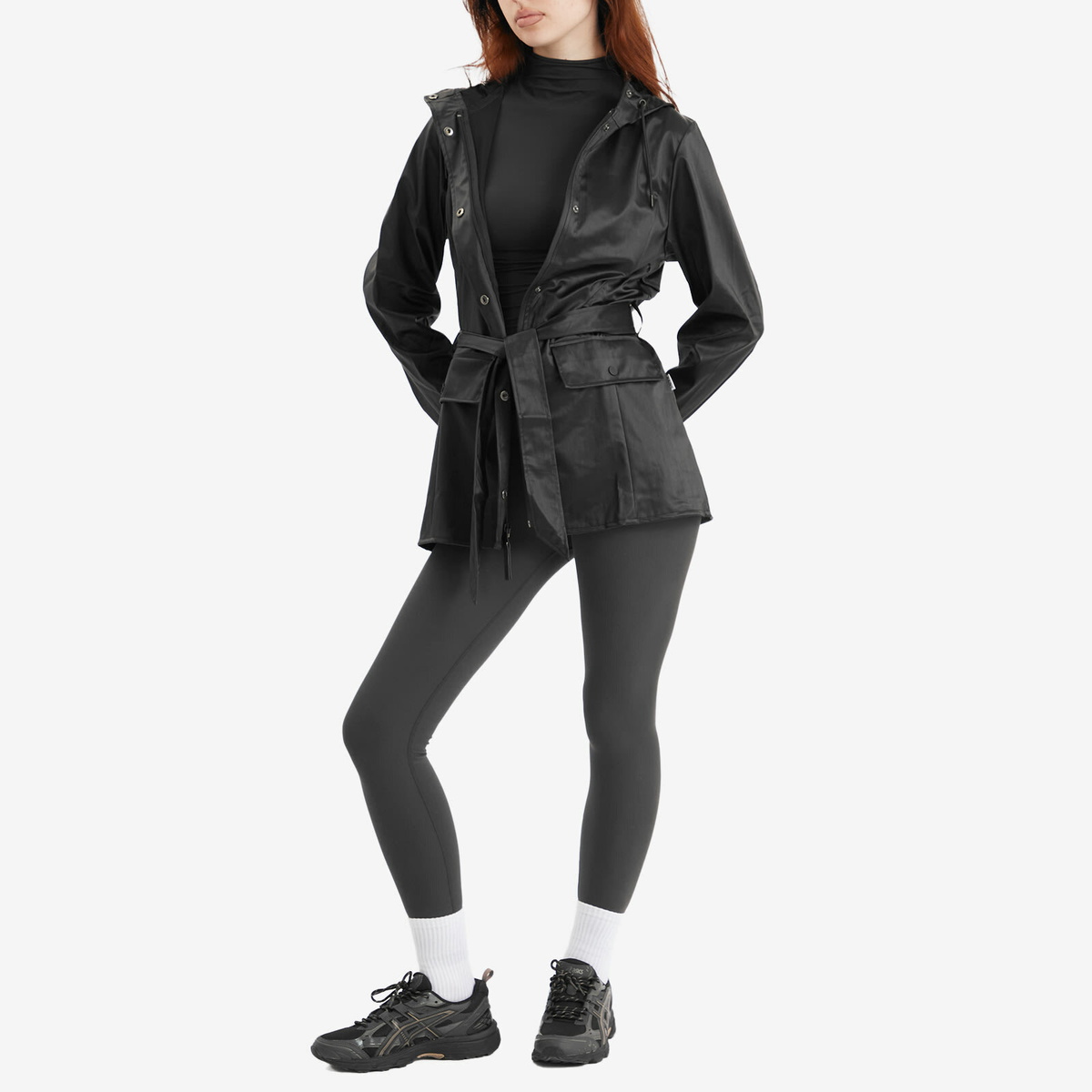 Rains Women's Curve Rain Jacket in Black Grain