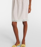 Posse Marlowe lace-trimmed polka-dot cotton midi skirt