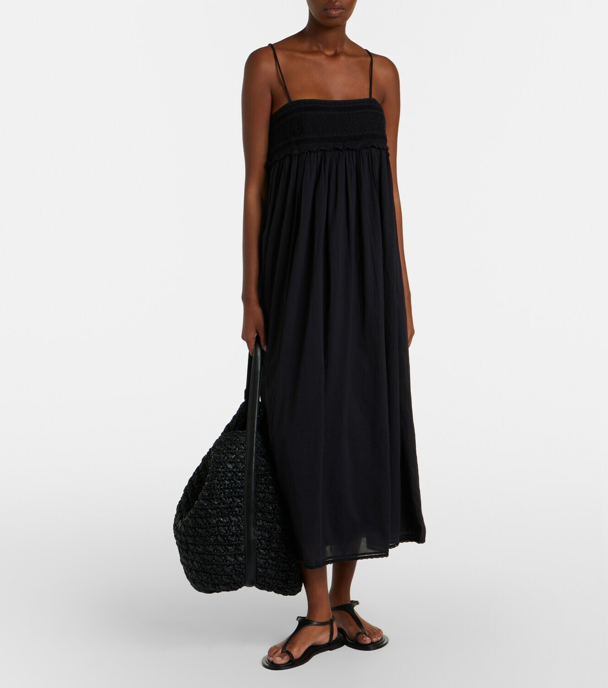 Posse Danielle lace-trimmed cotton midi dress