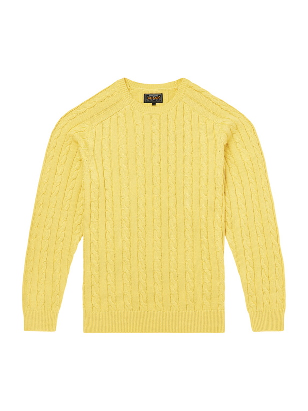 Photo: Beams Plus - Cable-Knit Cotton Sweater - Yellow