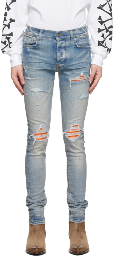 Photo: AMIRI Blue MX1 Cracked Paint Jeans