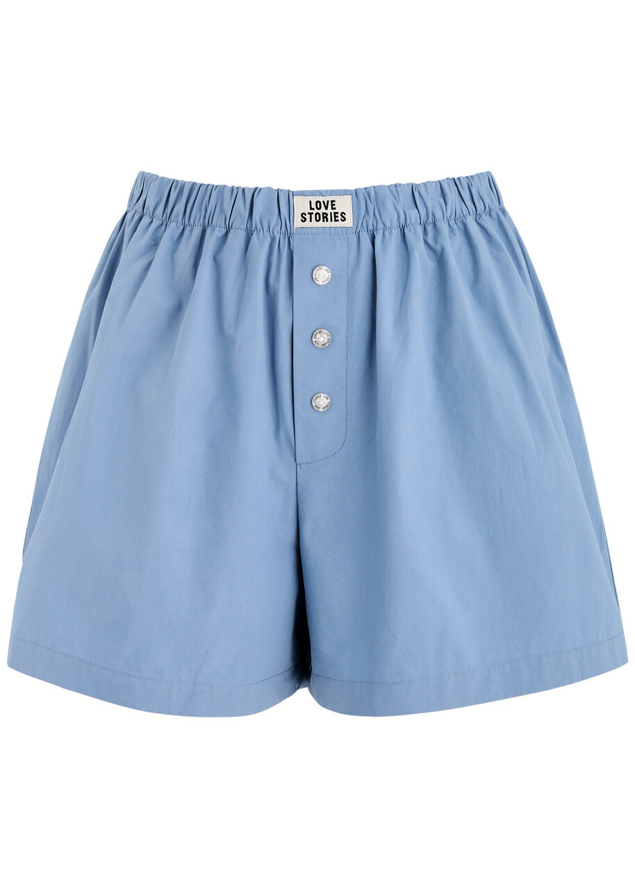 Love Stories James Cotton-poplin Shorts Blue