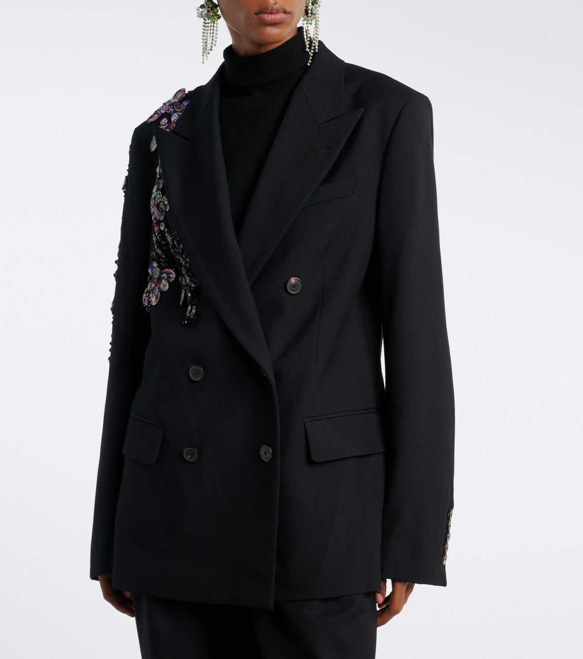 Dries Van Noten Embellished double-breasted wool blazer