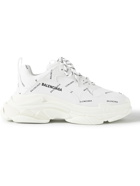 Balenciaga - Triple S Logo-Print Faux Leather Sneakers - White