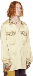 Dries Van Noten Beige Beaded Shirt