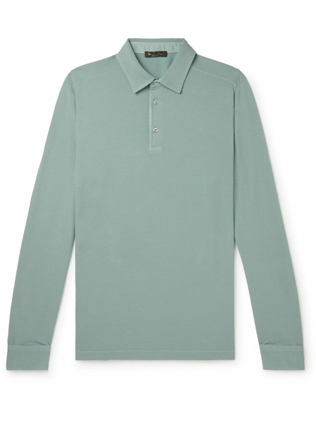 Photo: Loro Piana - Garment-Dyed Cotton-Piqué Polo Shirt - Blue