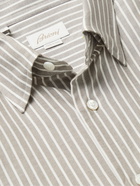 Brioni - Striped Cotton and Cashmere-Blend Twill Shirt - Gray