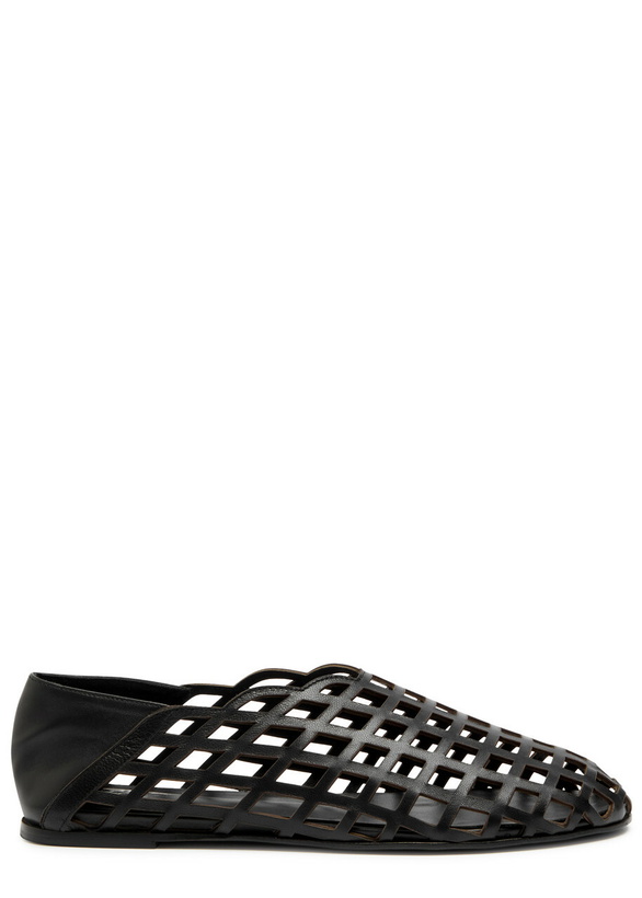 Photo: Gia Borghini Peek-a-boo Leather Ballerina Flats Black