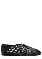 Gia Borghini Peek-a-boo Leather Ballerina Flats Black