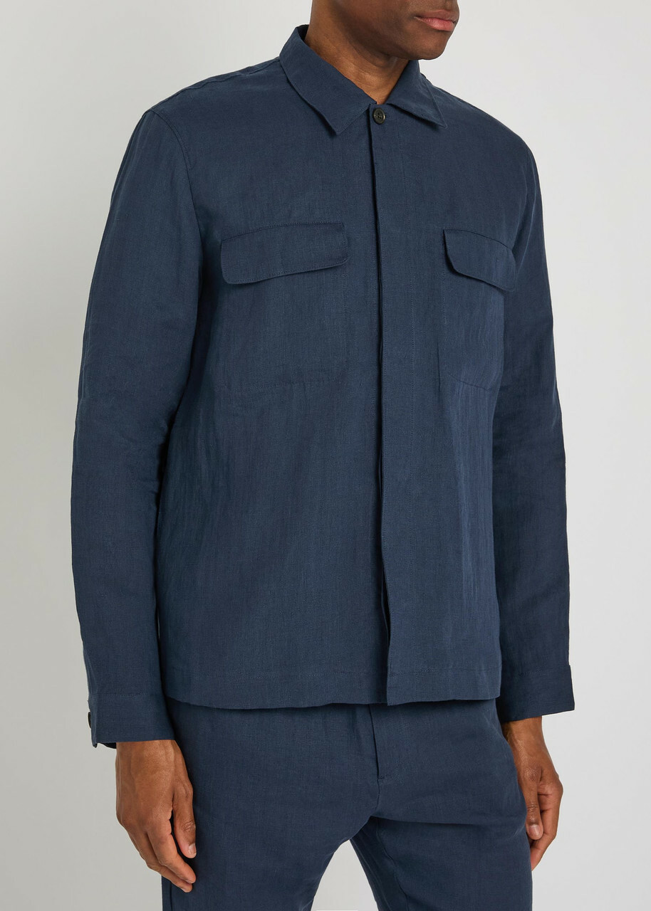 Sunspel Linen Overshirt Navy 01