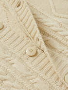 KAPITAL - Logo-Intarsia Cable-Knit Wool-Blend Cardigan - Neutrals