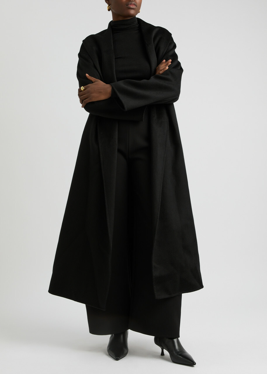 Aexae Belted Wool-blend Coat Black