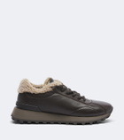 Brunello Cucinelli Monili shearling-trimmed leather sneakers