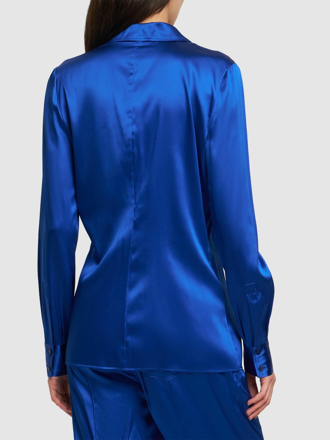 Tシャツ・カットソー TOM FORD BLUE IN SILK TOM FORD Men's Silk Charmeuse Slim-Fit Dress Shirt