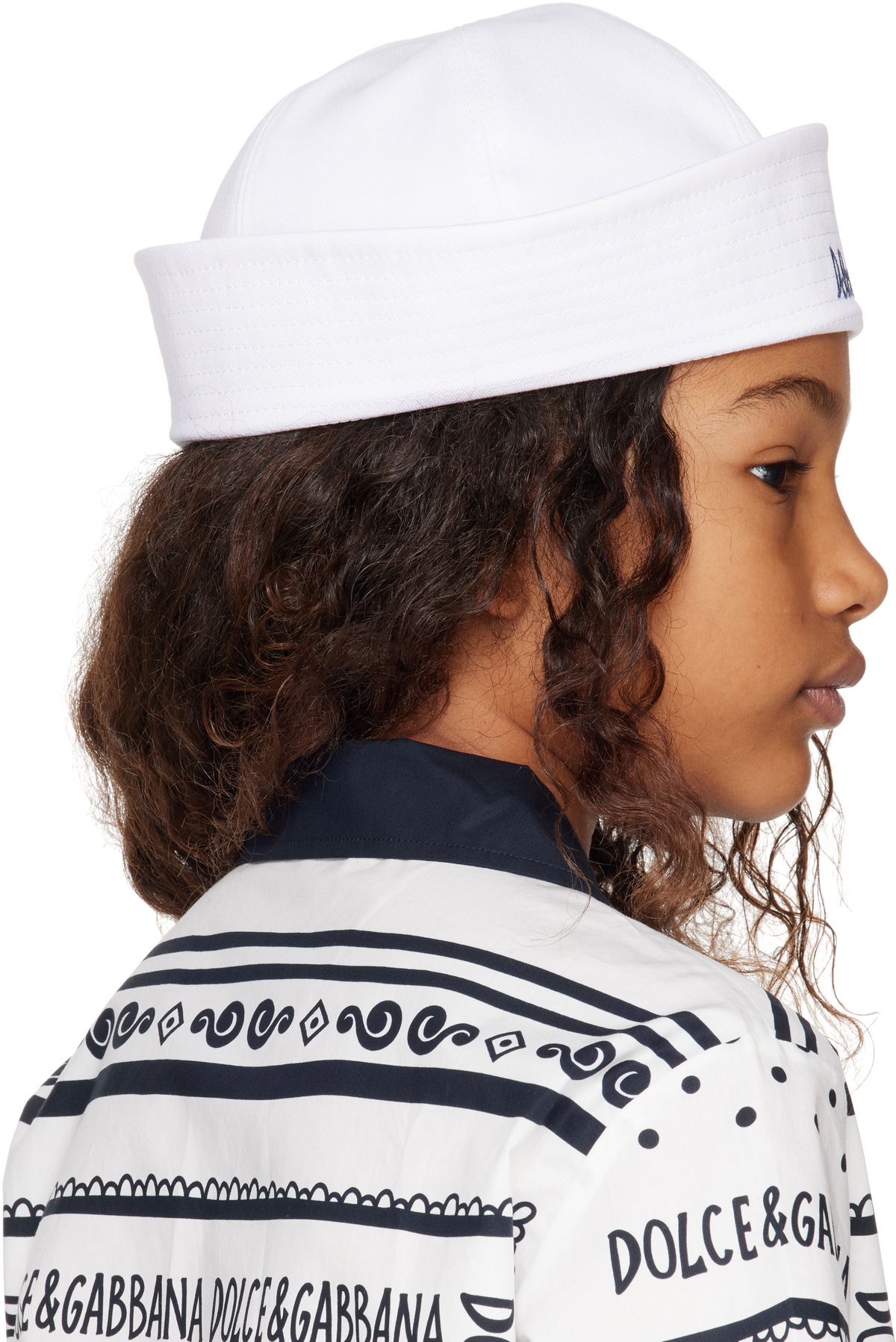 Dolce&Gabbana Kids White Embroidered-Logo Hat