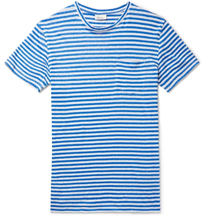 Photo: Schiesser - Helmut Striped Linen-Jersey T-Shirt - Blue