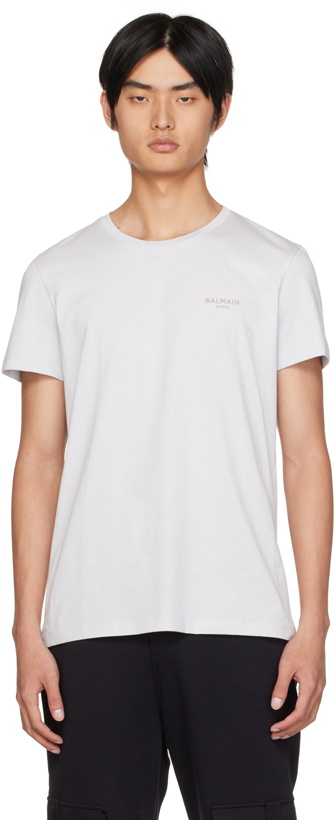 Photo: Balmain Blue Flocked T-Shirt