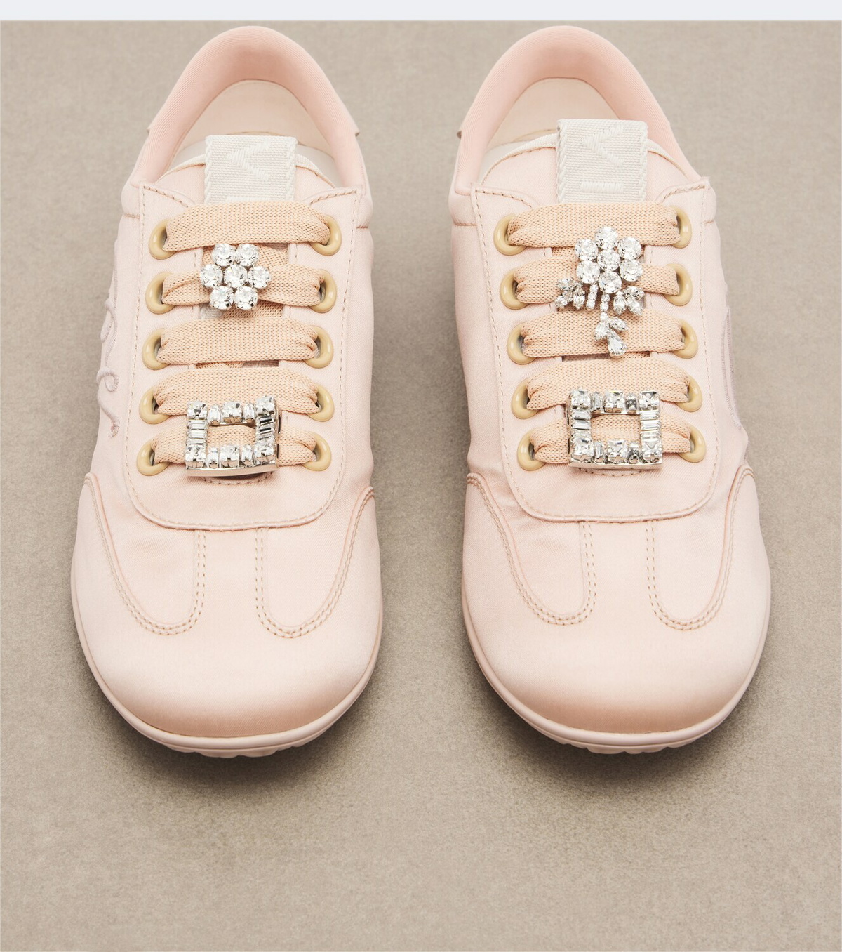 Roger Vivier Viv Low leather-trimmed satin sneakers
