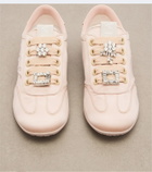 Roger Vivier Viv Low leather-trimmed satin sneakers