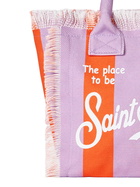 MC2 Saint Barth Colette Cotton Canvas Handbag With Lilac And Red Stripes