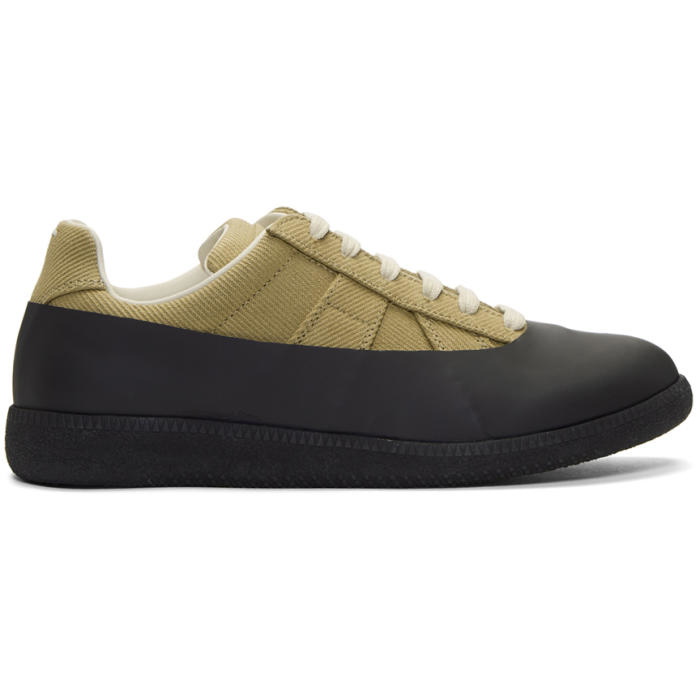 Photo: Maison Margiela Khaki and Black Galosh Replica Sneakers